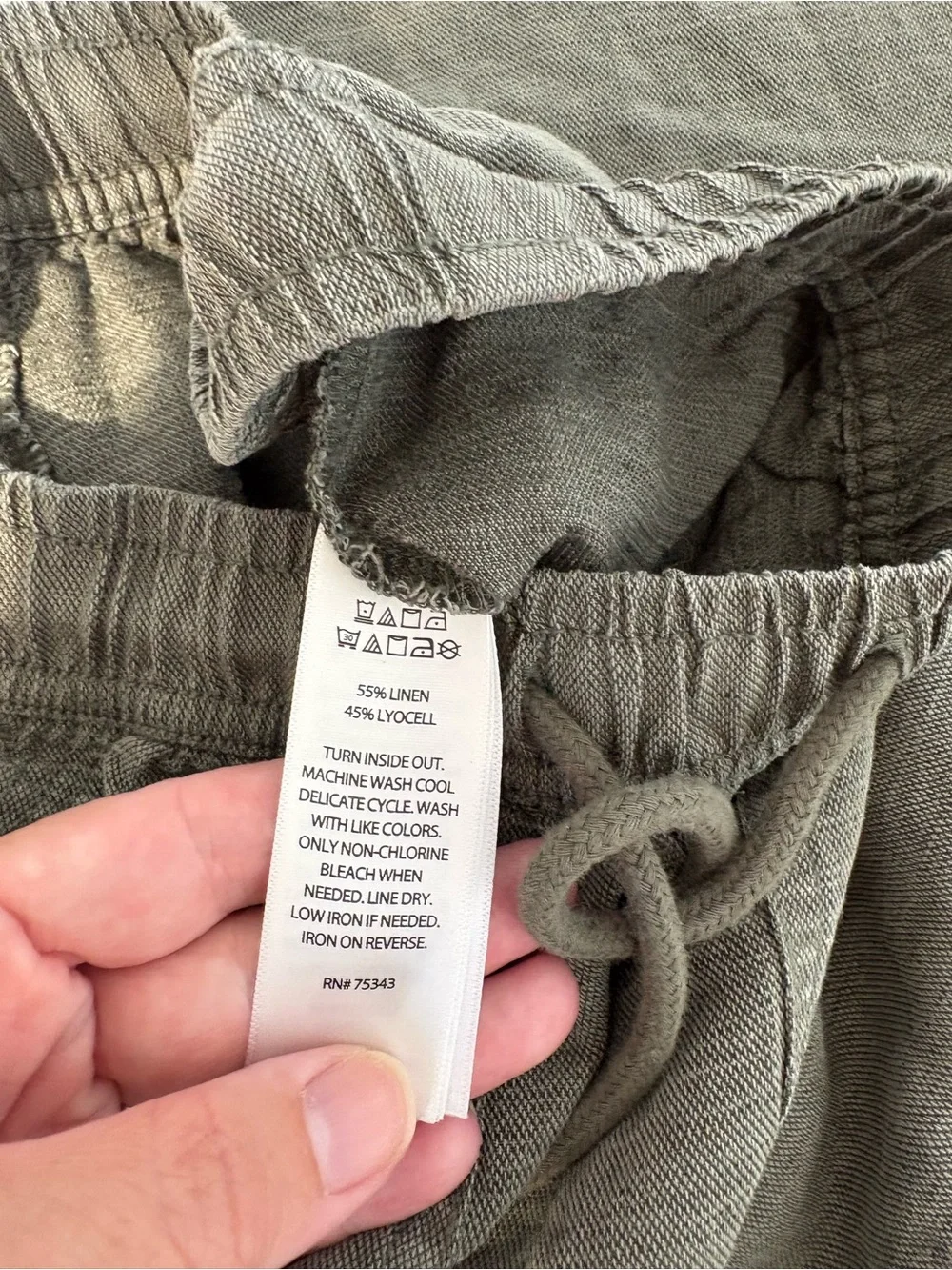 Joie Linen Lyocell Wide Leg Crop Pants Olive Green Drawstring Pull On Size S